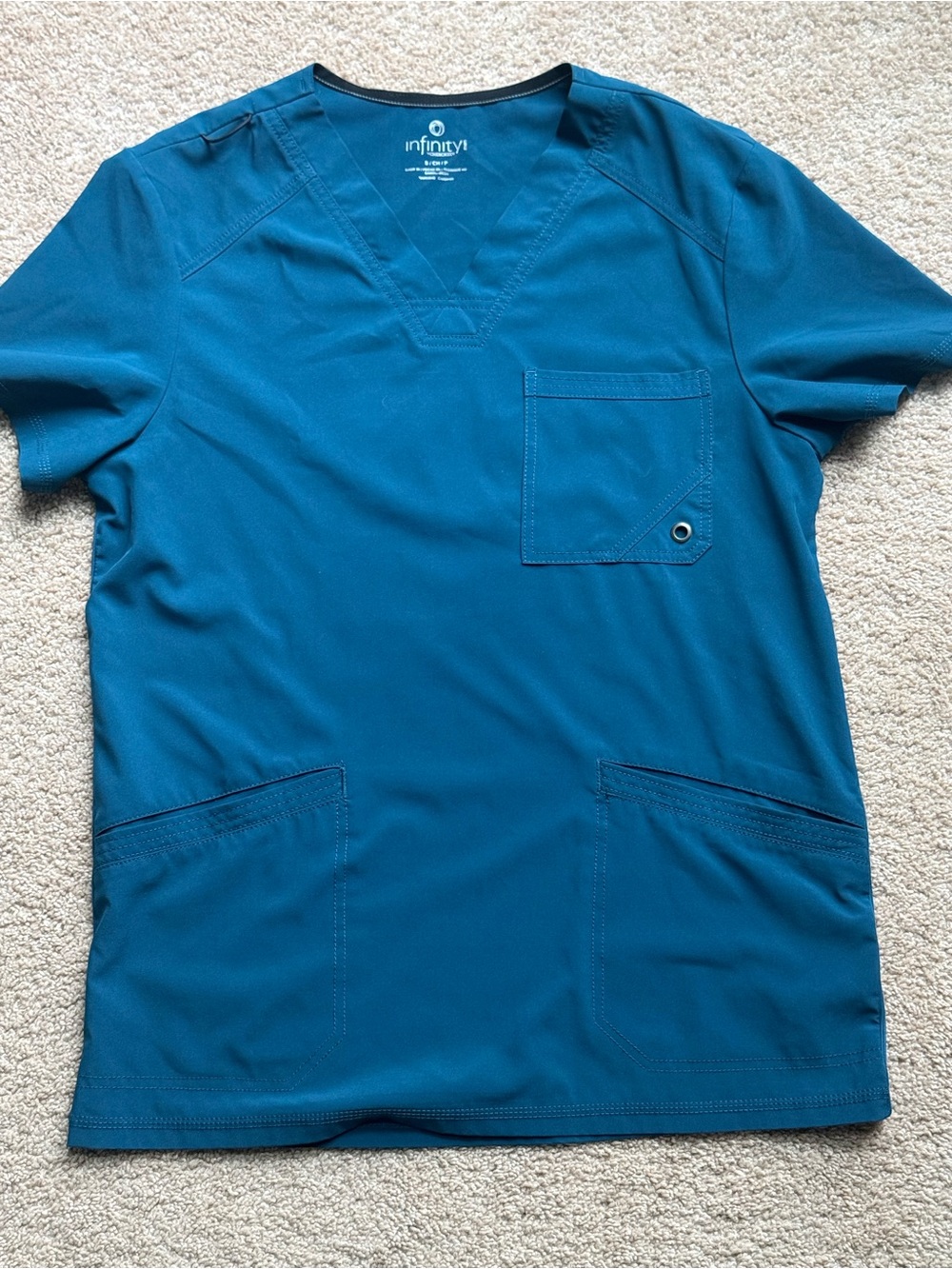 Infinity by Cherokee MENS Teal Short Sleeve V-Neck Scrub Top